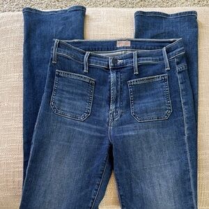 MOTHER Straight Leg Denim Jeans in Medium Blue
